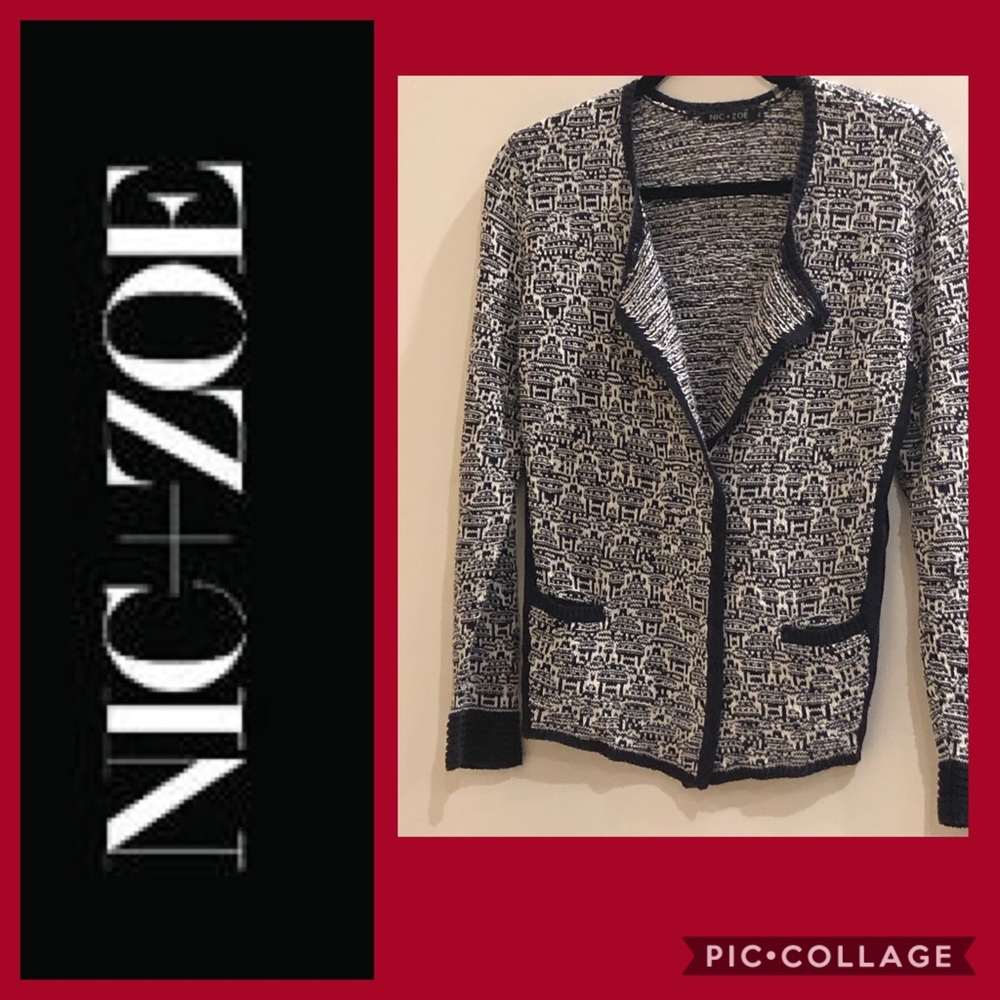 Nic+Zoe ❤️Black& White Knit jacket - Picture 3 of 7